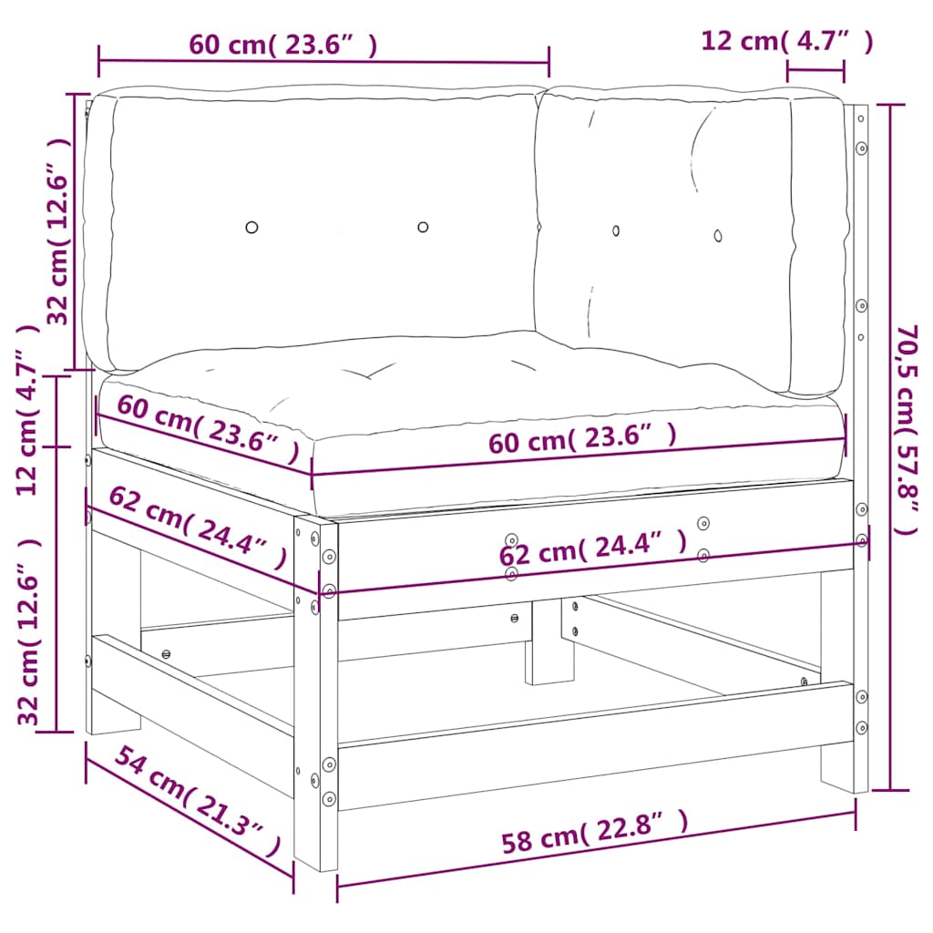Καναπές Γωνιακός με Μαξιλάρια από Μασίφ Ξύλο Ψευδοτσούγκας - Pakobazaar