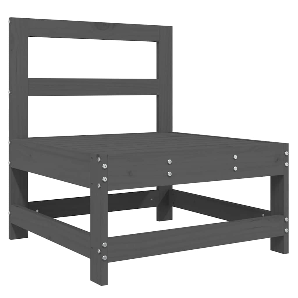 Καναπές Μεσαίος με Μαξιλάρια Γκρι από Μασίφ Ξύλο Πεύκου - Pakobazaar