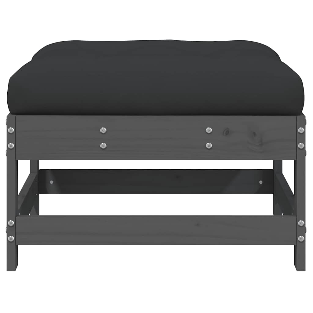 Υποπόδιο Κήπου Γκρι από Μασίφ Ξύλο Πεύκου με Μαξιλάρι - Pakobazaar