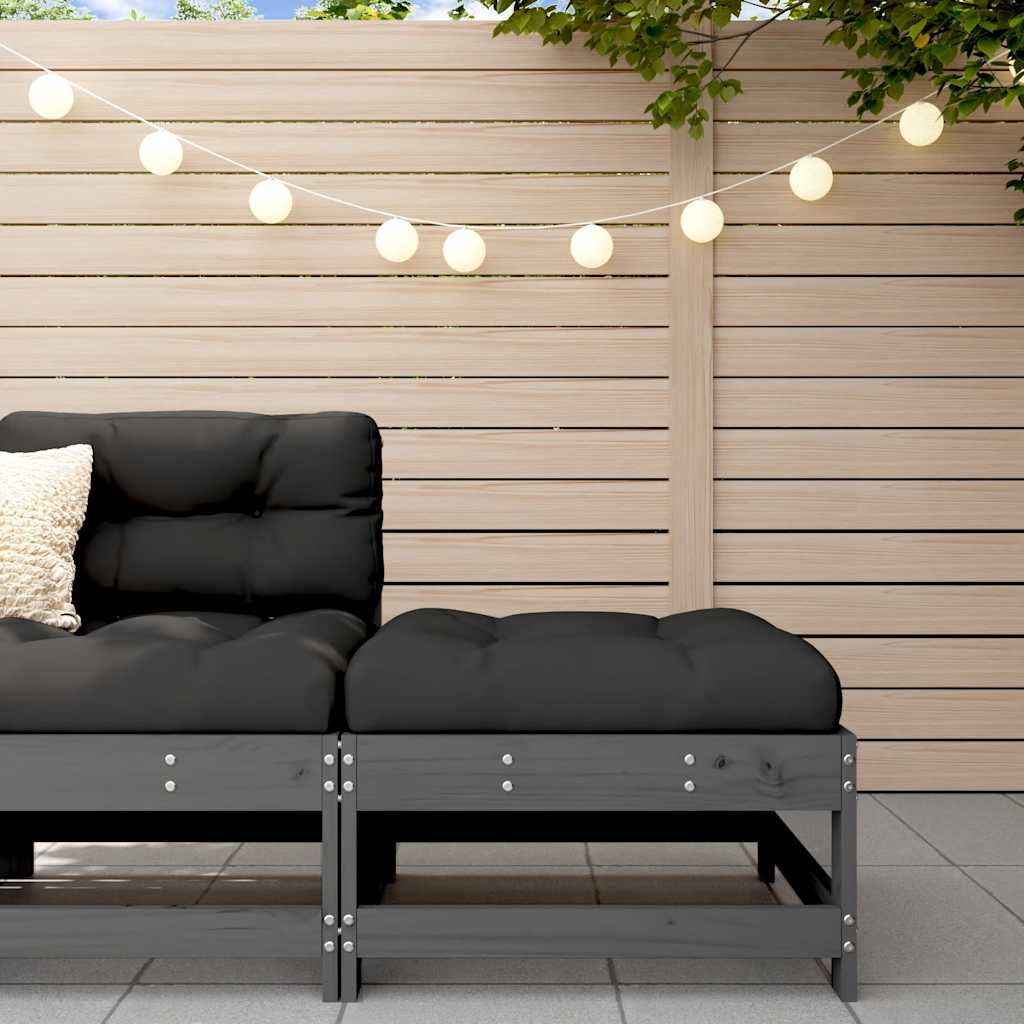 Υποπόδιο Κήπου Γκρι από Μασίφ Ξύλο Πεύκου με Μαξιλάρι - Pakobazaar