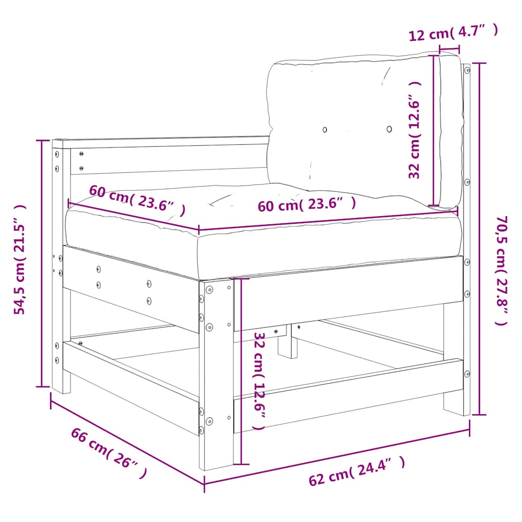 Καρέκλα Κήπου από Μασίφ Ξύλο Πεύκου με Μαξιλάρια - Pakobazaar