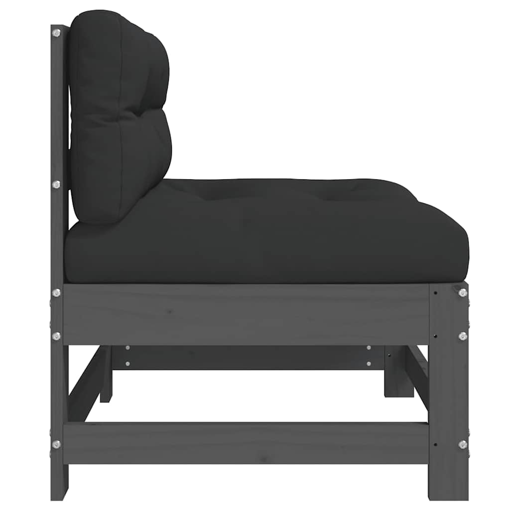 Καναπέδες Μεσαίοι με Μαξιλάρια 2 τεμ. Γκρι Μασίφ Ξύλο Πεύκου - Pakobazaar