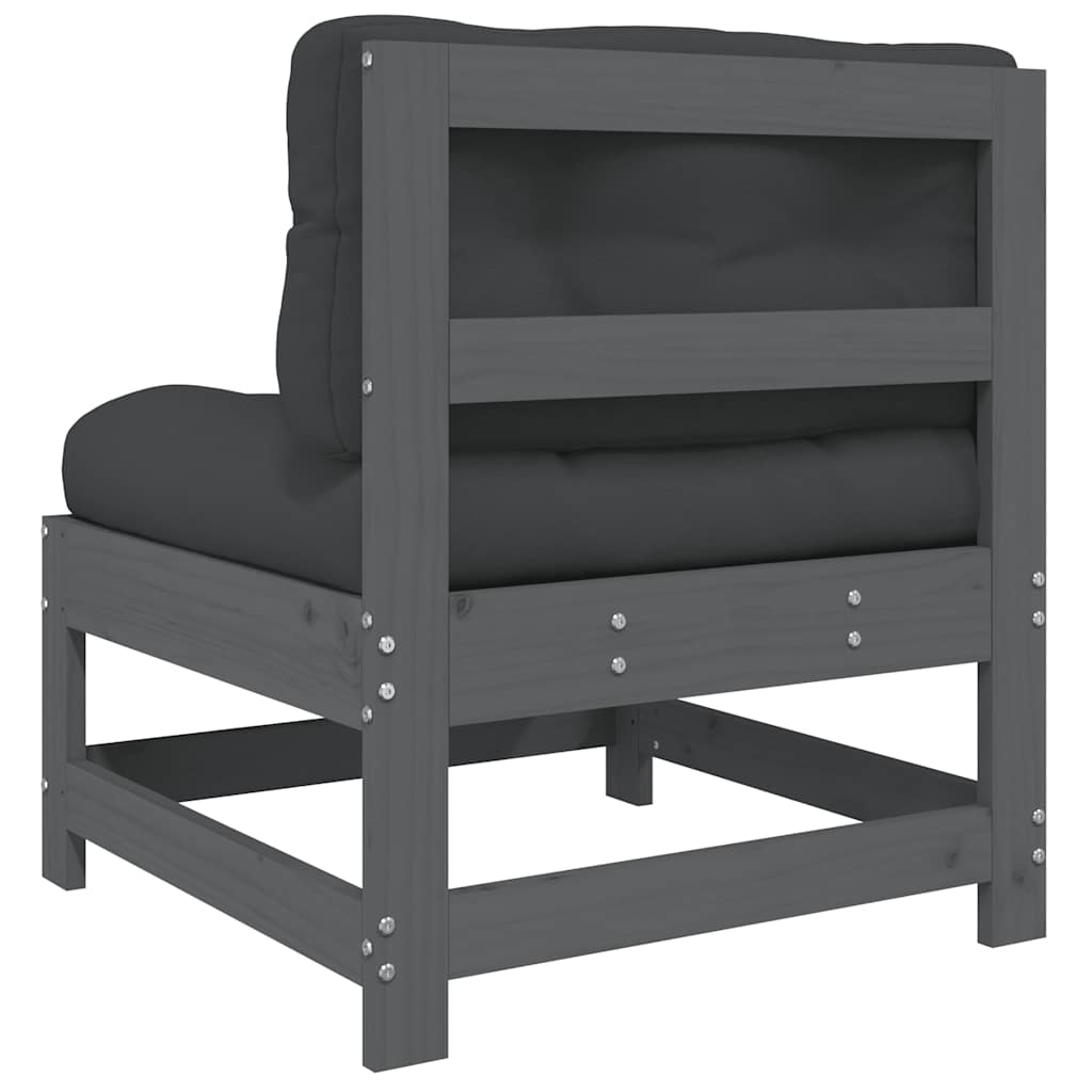 Καναπέδες Μεσαίοι με Μαξιλάρια 2 τεμ. Γκρι Μασίφ Ξύλο Πεύκου - Pakobazaar