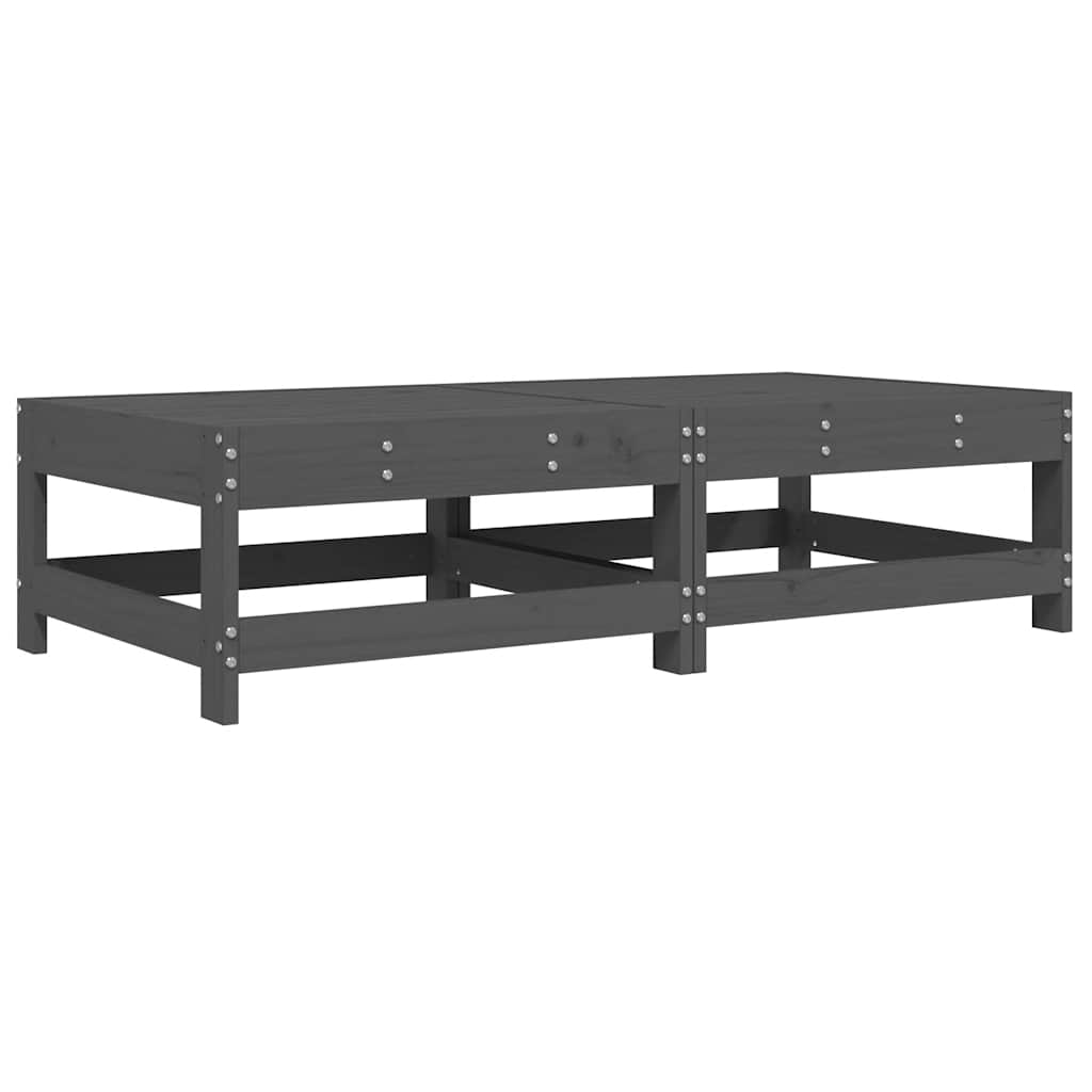 Υποπόδια Κήπου με Μαξιλάρια 2 τεμ. Γκρι από Μασίφ Ξύλο Πεύκου - Pakobazaar