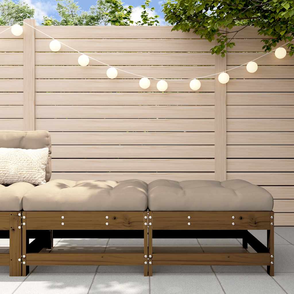 Υποπόδια Κήπου με Μαξιλάρια 2 τεμ. Μελί από Μασίφ Ξύλο Πεύκου - Pakobazaar