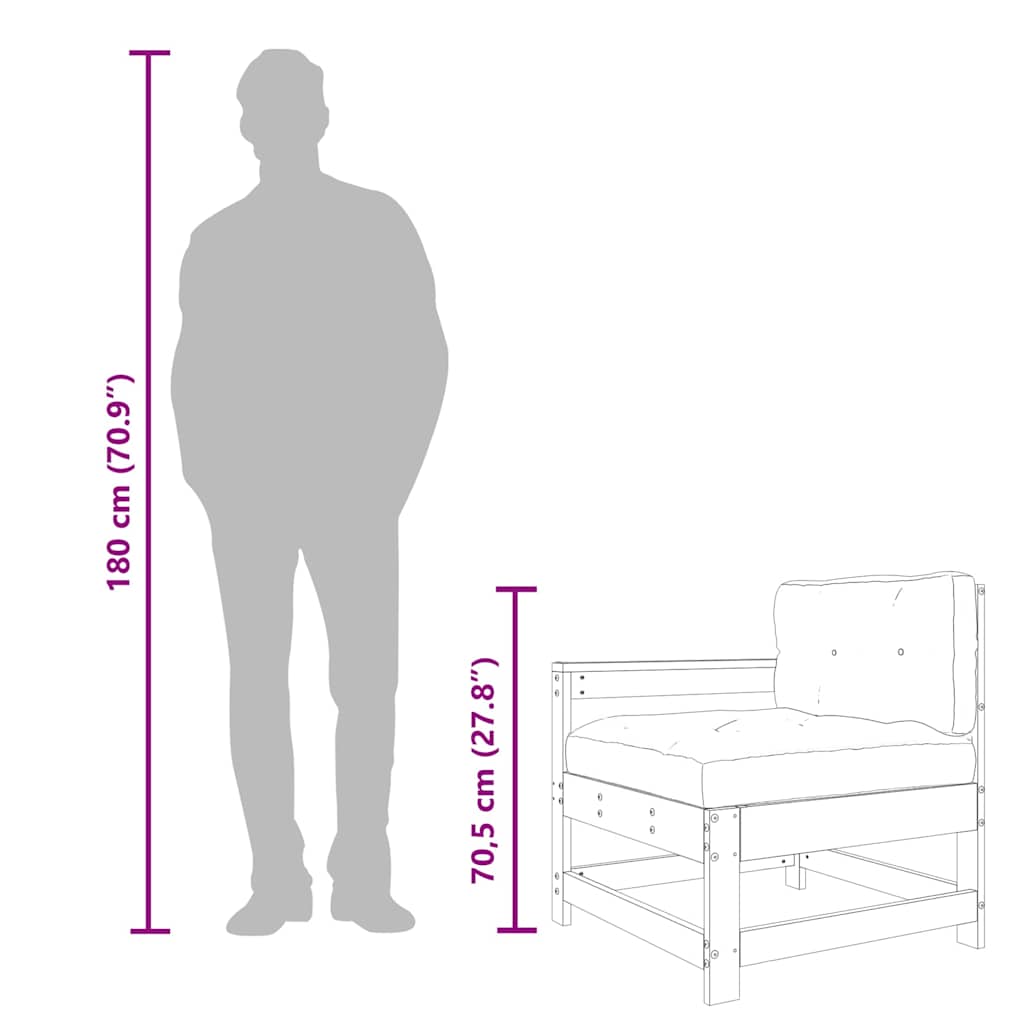 Σαλόνι Κήπου Σετ 3 Τεμαχίων με Μαξιλάρια Μαύρο από Μασίφ Ξύλο - Pakobazaar