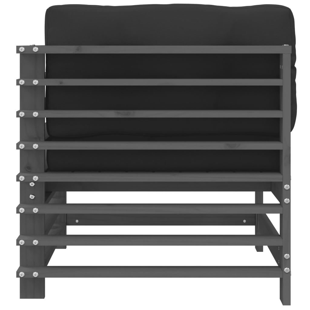 Καναπέδες Γωνιακοί με Μαξιλάρια 2 τεμ. Γκρι Μασίφ Ξύλο Πεύκου - Pakobazaar