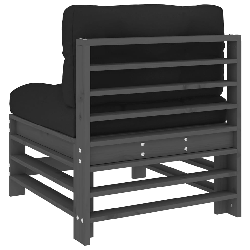 Καναπέδες Μεσαίοι με Μαξιλάρια 2 τεμ. Γκρι Μασίφ Ξύλο Πεύκου - Pakobazaar