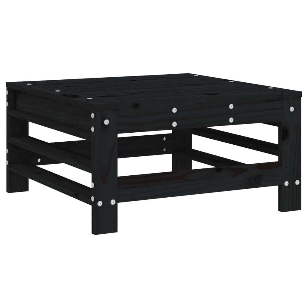 Υποπόδια Κήπου με Μαξιλάρια 2 τεμ. Μαύρα από Μασίφ Ξύλο Πεύκου - Pakobazaar