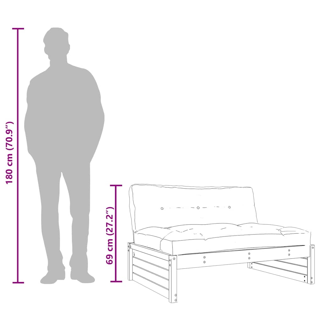 Καναπές Μεσαίος 120 x 80 εκ. από Μασίφ Ξύλο Πεύκου - Pakobazaar