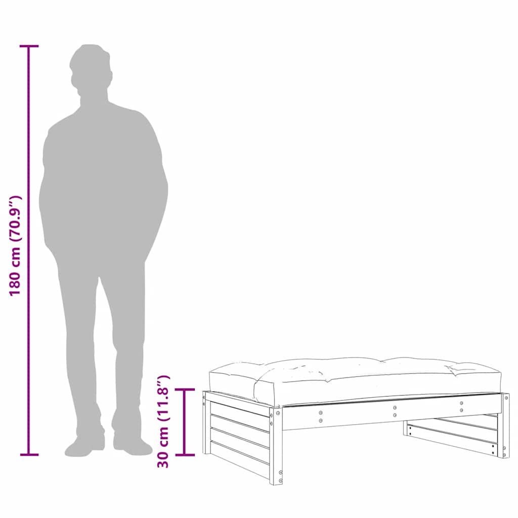Υποπόδιο Κήπου Μελί 120 x 80 εκ. από Μασίφ Ξύλο Πεύκου - Pakobazaar
