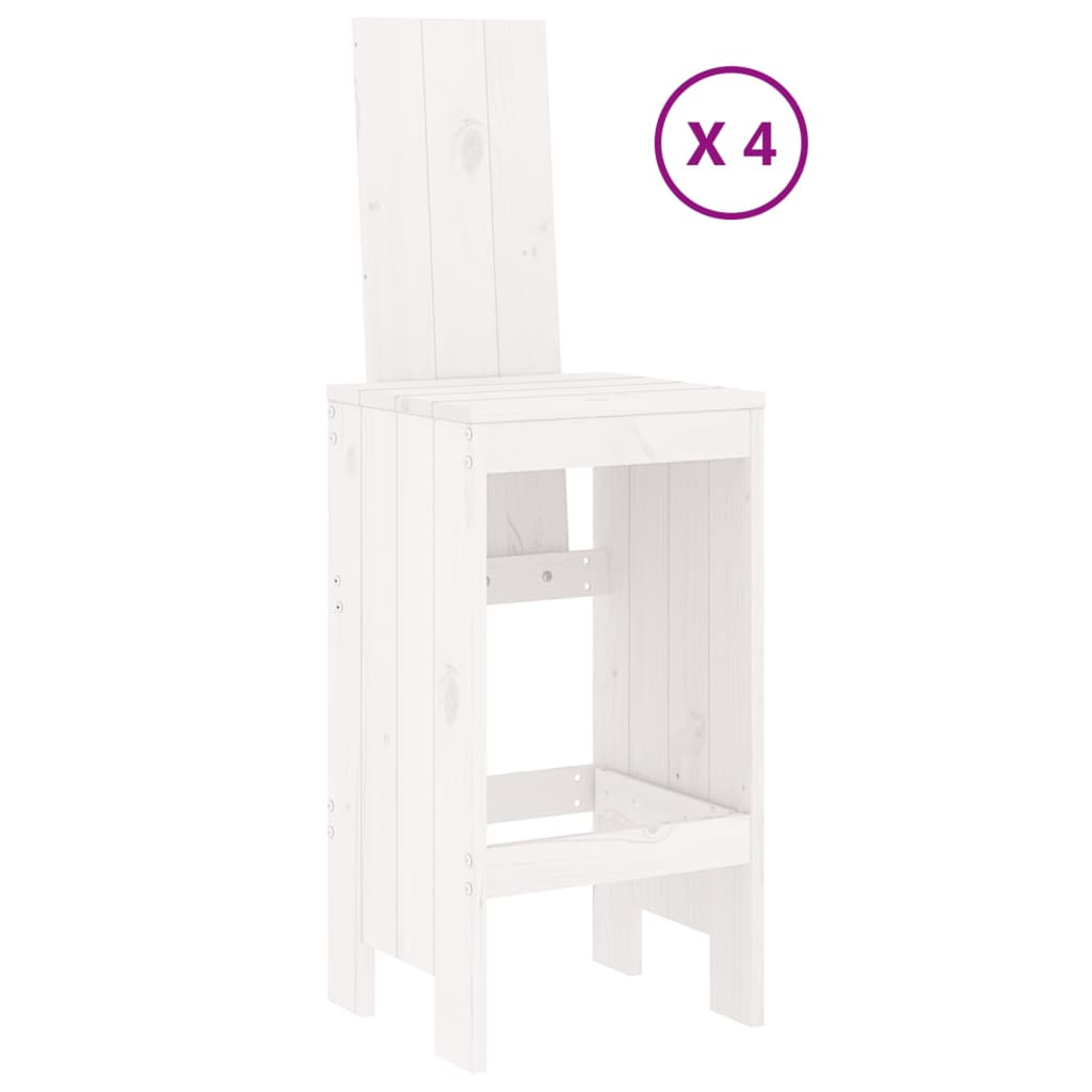 Σετ Επίπλων Μπαρ Κήπου 5 Τεμαχίων Λευκά από Μασίφ Ξύλο Πεύκου