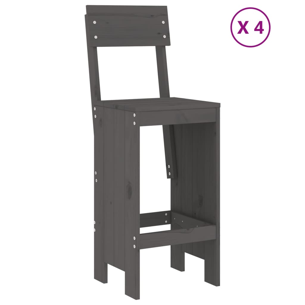 Σετ Επίπλων Μπαρ Κήπου 5 Τεμαχίων Γκρι από Μασίφ Ξύλο Πεύκου