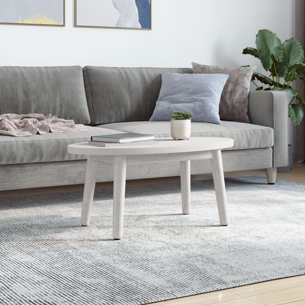 Επιφάνεια Τραπεζιού Οβάλ Λευκή 70x35x2,5 εκ. Μασίφ Ξύλο Πεύκου