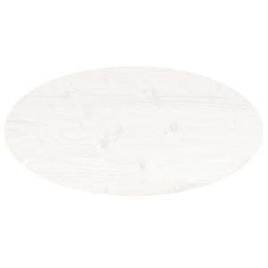 Επιφάνεια Τραπεζιού Οβάλ Λευκή 70x35x2,5 εκ. Μασίφ Ξύλο Πεύκου