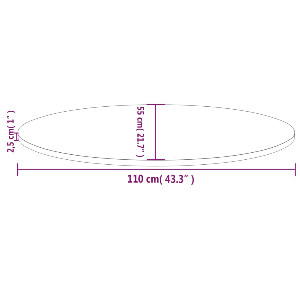 Επιφάνεια Τραπεζιού Οβάλ Λευκή 110x55x2,5 εκ. Μασίφ Ξύλο Πεύκου - Pakobazaar