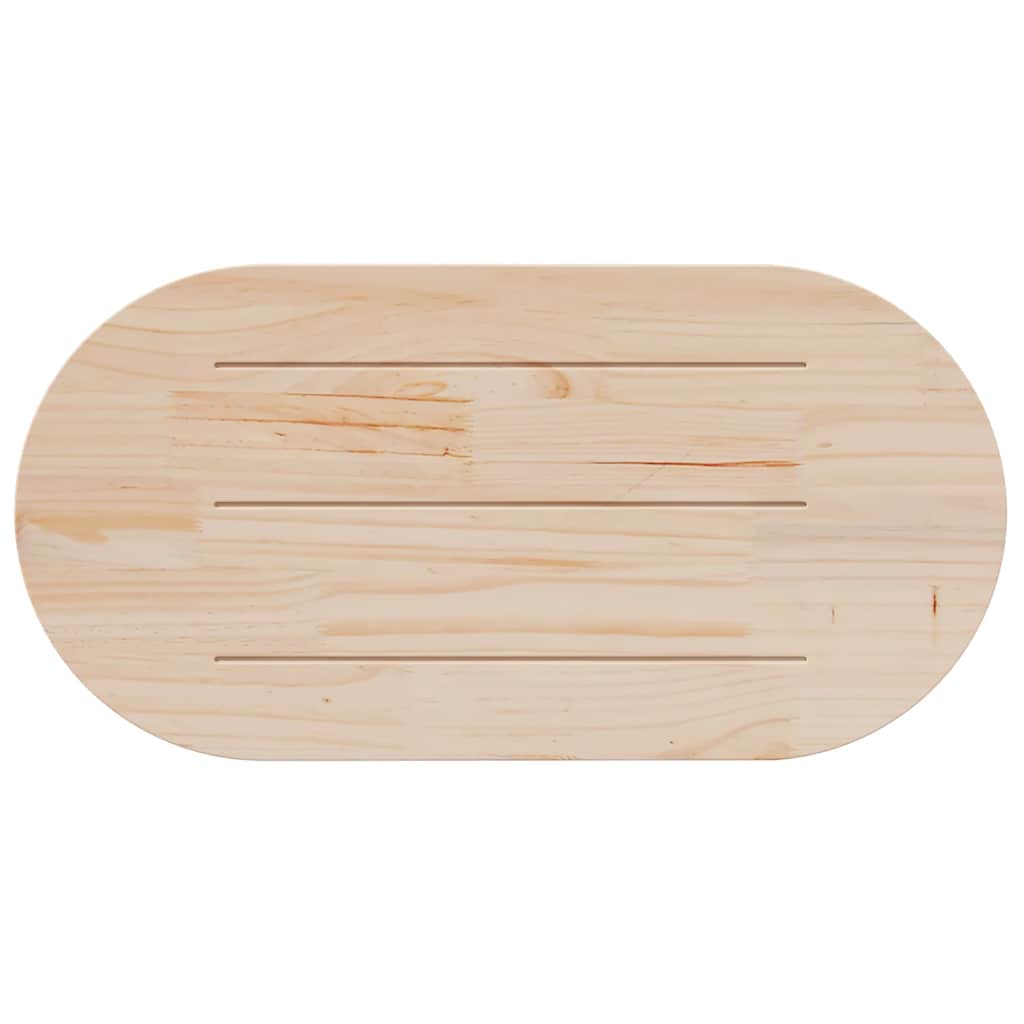 Επιφάνεια Τραπεζιού Οβάλ Λευκή 110x55x2,5 εκ. Μασίφ Ξύλο Πεύκου - Pakobazaar