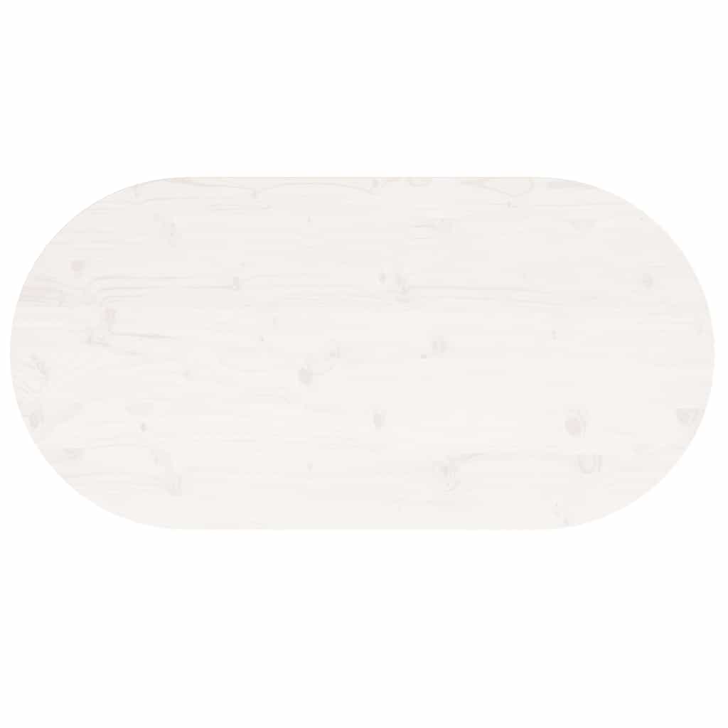 Επιφάνεια Τραπεζιού Οβάλ Λευκή 110x55x2,5 εκ. Μασίφ Ξύλο Πεύκου - Pakobazaar