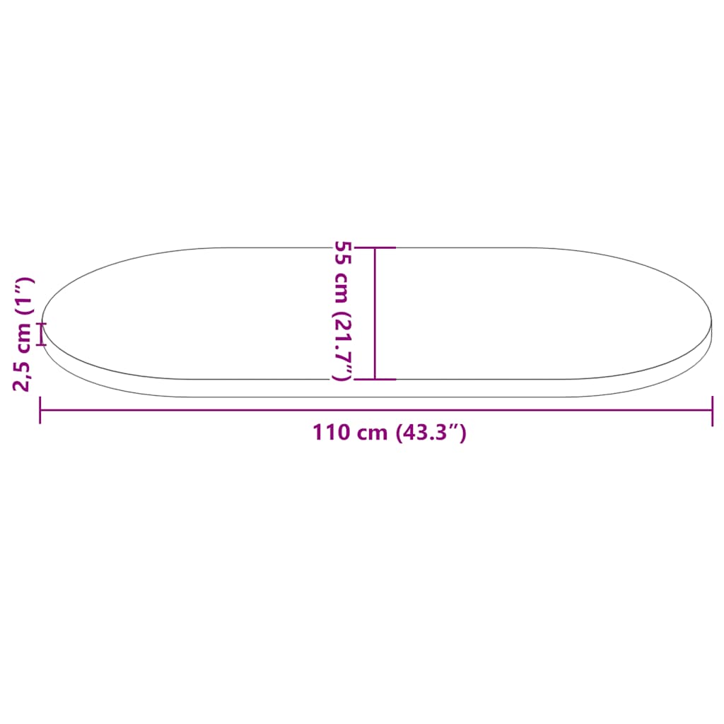 Επιφάνεια Τραπεζιού Οβάλ Λευκή 110x55x2,5 εκ. Μασίφ Ξύλο Πεύκου - Pakobazaar