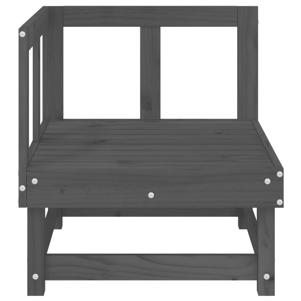 Καναπές Κήπου Γωνιακός Γκρι από Μασίφ Ξύλο Πεύκου - Pakobazaar