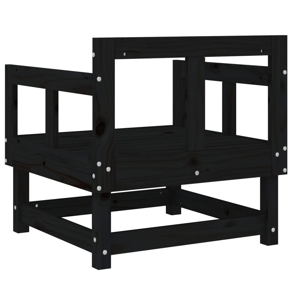 Καρέκλες Κήπου 2 τεμ. Μαύρες από Μασίφ Ξύλο Πεύκου - Pakobazaar