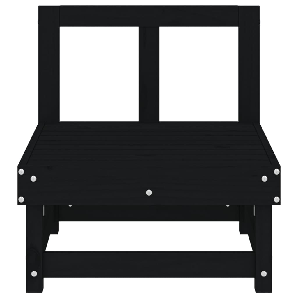 Καναπέδες Κήπου Μεσαίοι 2 τεμ. Μαύροι από Μασίφ Ξύλο Πεύκου - Pakobazaar