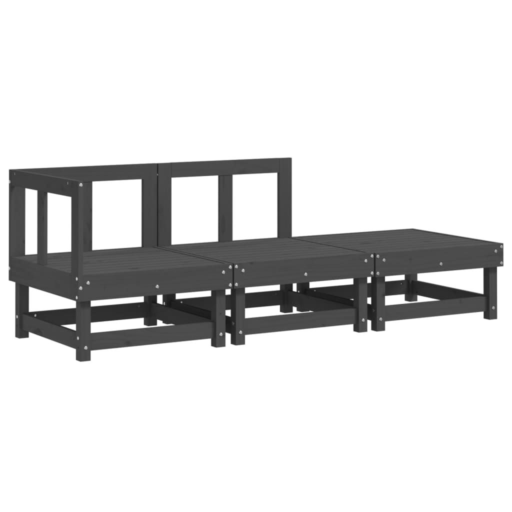 Σαλόνι Κήπου Γκρι Σετ 3 Τεμαχίων από Μασίφ Ξύλο Πεύκου - Pakobazaar