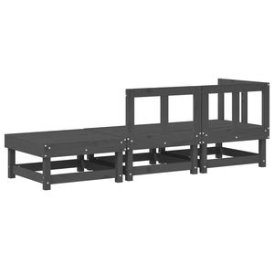Σαλόνι Κήπου Γκρι Σετ 3 Τεμαχίων από Μασίφ Ξύλο Πεύκου