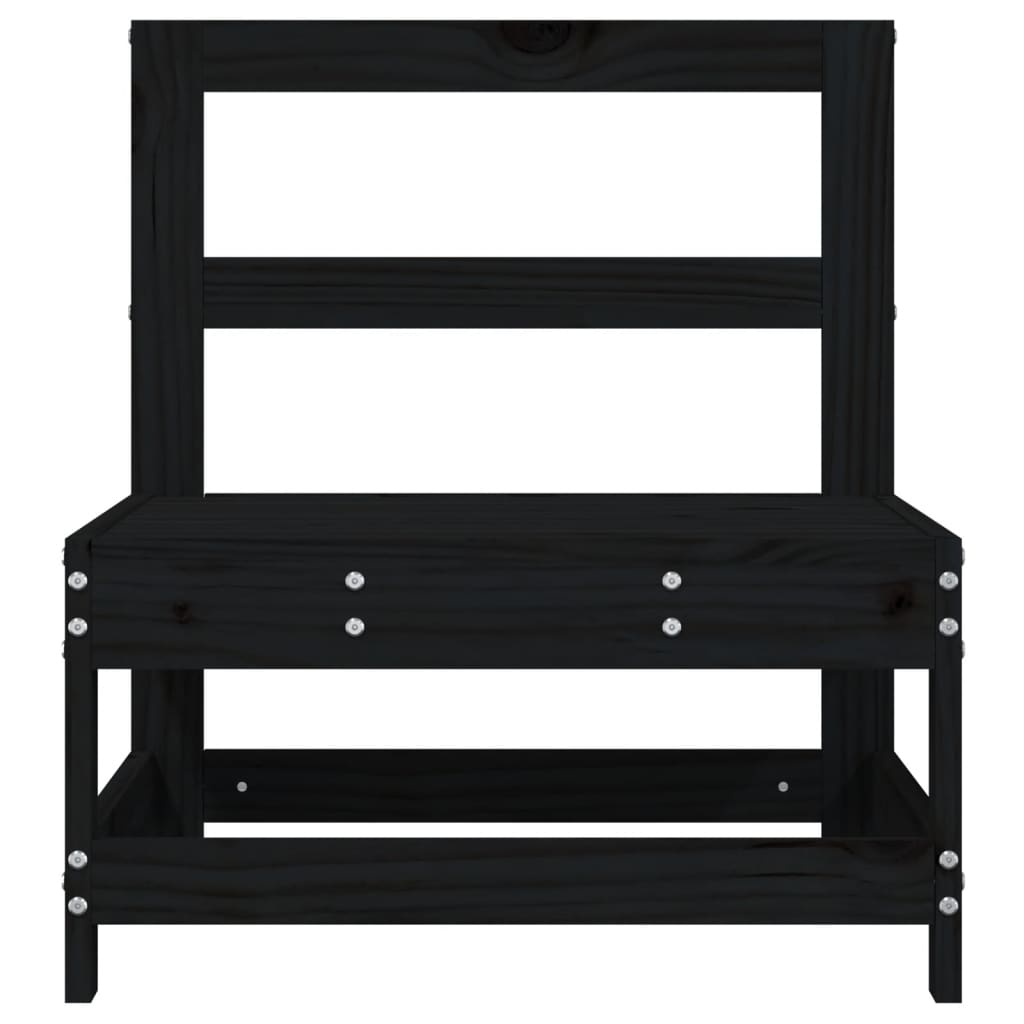 Καναπές Κήπου Μεσαίος Μαύρος από Μασίφ Ξύλο Πεύκου - Pakobazaar