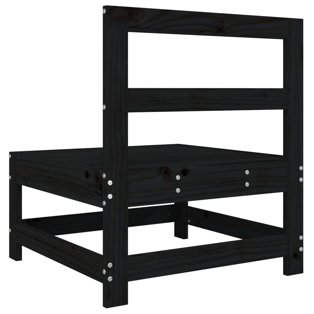 Καναπές Κήπου Μεσαίος Μαύρος από Μασίφ Ξύλο Πεύκου - Pakobazaar