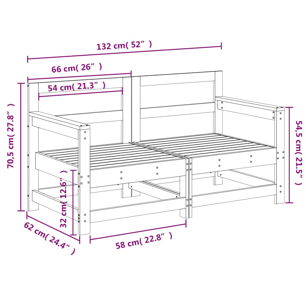 Καναπέδες Κήπου Γωνιακοί 2 τεμ. από Μασίφ Ξύλο Ψευδοτσούγκας - Pakobazaar