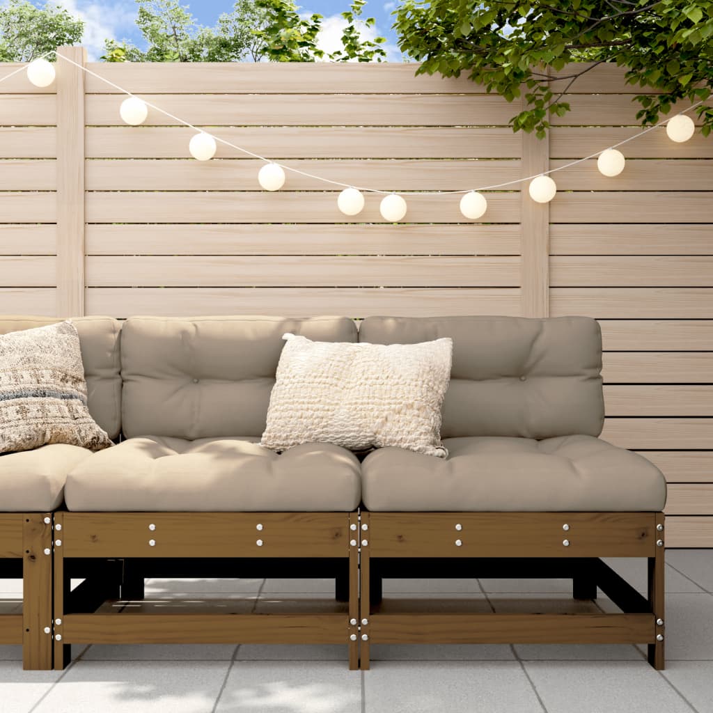 Καναπέδες Κήπου Μεσαίοι 2 τεμ. Καφέ Μελί από Μασίφ Ξύλο Πεύκου - Pakobazaar