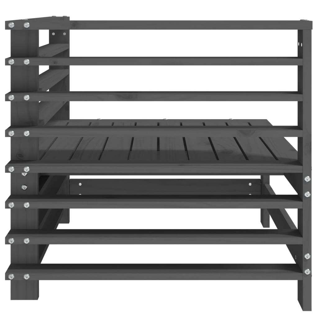 Καναπές Κήπου Γωνιακός Γκρι από Μασίφ Ξύλο Πεύκου - Pakobazaar