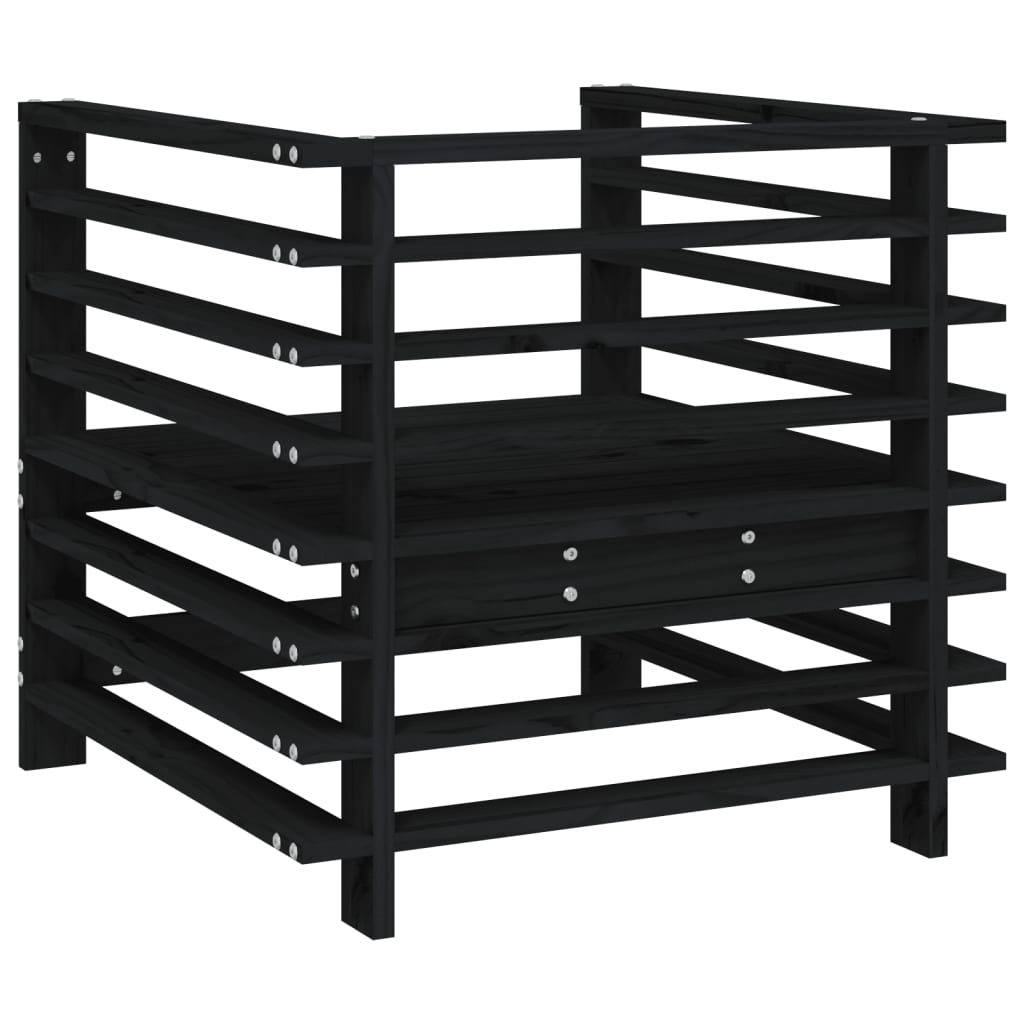 Καρέκλες Κήπου 2 τεμ. Μαύρες από Μασίφ Ξύλο Πεύκου - Pakobazaar