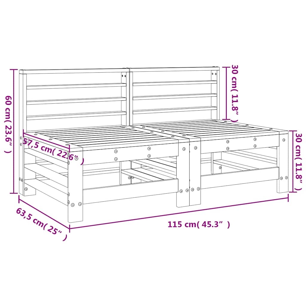 Καναπέδες Κήπου Μεσαίοι 2 τεμ. από Μασίφ Ξύλο Ψευδοτσούγκας - Pakobazaar