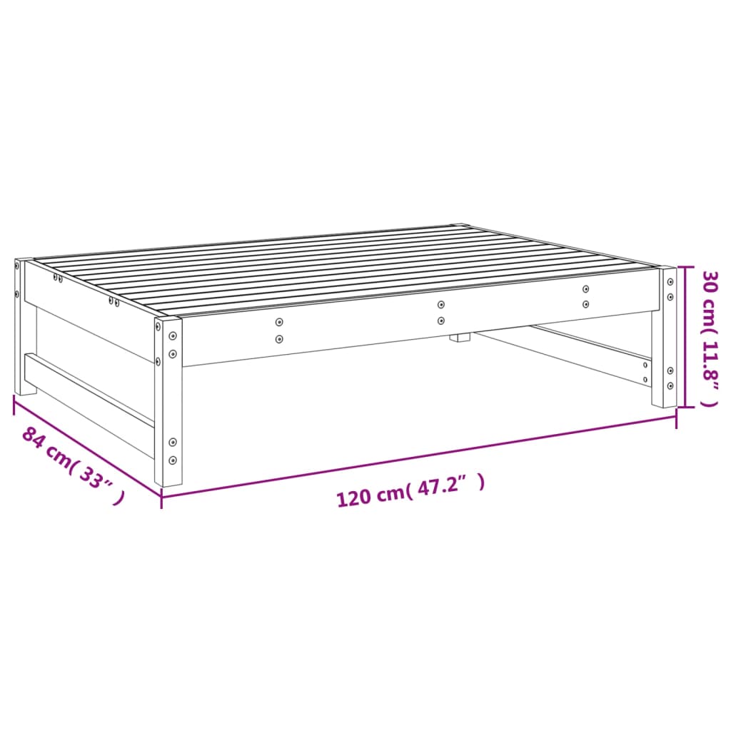 Υποπόδιο Κήπου Γκρι 120 x 80 εκ. από Μασίφ Ξύλο Πεύκου - Pakobazaar