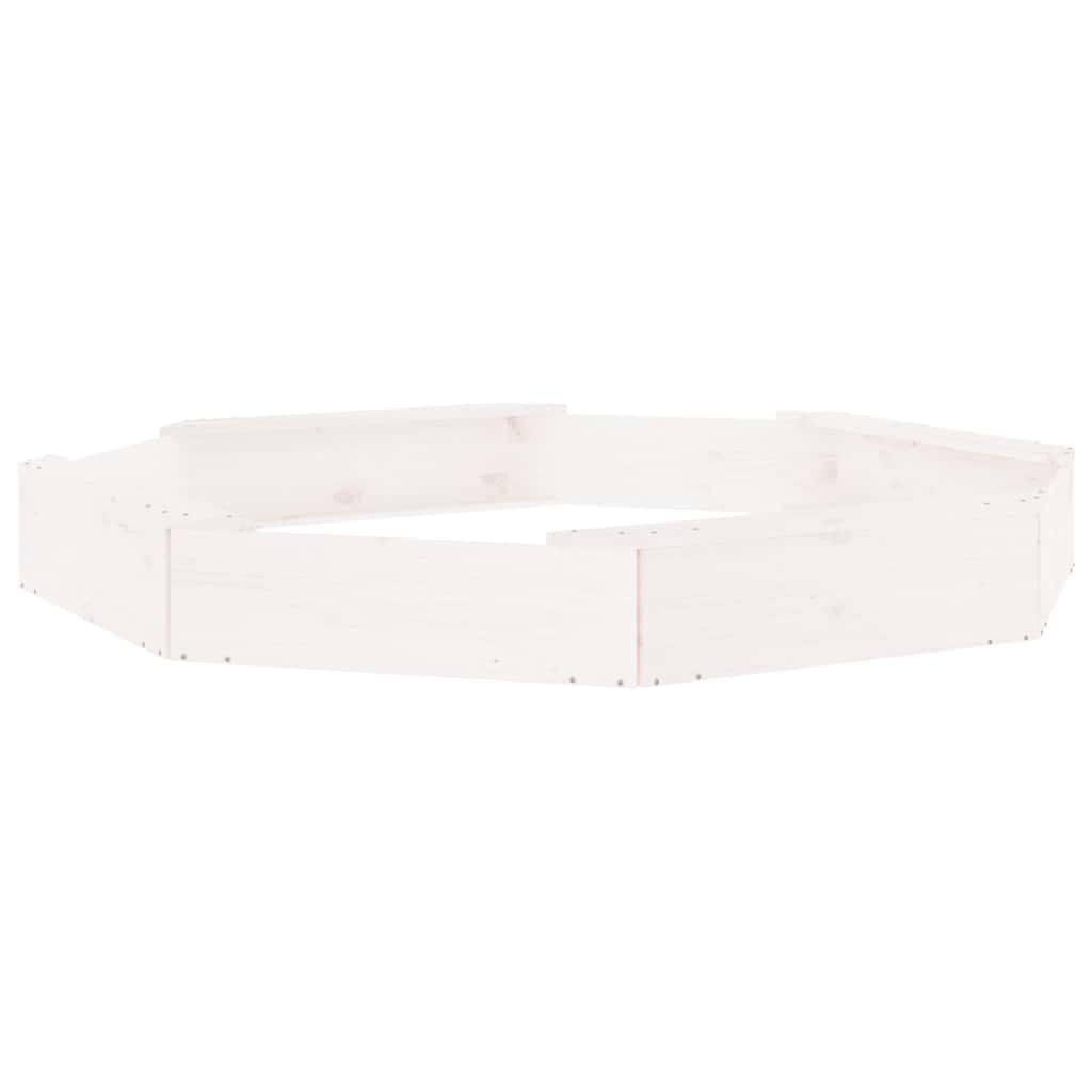 Αμμοδόχος με Καθίσματα Λευκή Οκτάγωνη από Μασίφ Ξύλο Πεύκου - Pakobazaar