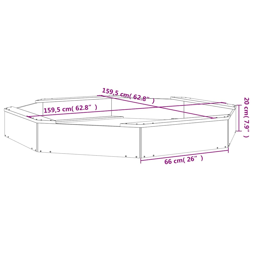 Αμμοδόχος με Καθίσματα Λευκή Οκτάγωνη από Μασίφ Ξύλο Πεύκου - Pakobazaar