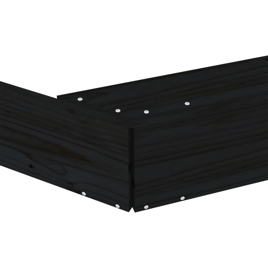 Αμμοδόχος με Καθίσματα Μαύρη Οκτάγωνη από Μασίφ Ξύλο Πεύκου - Pakobazaar