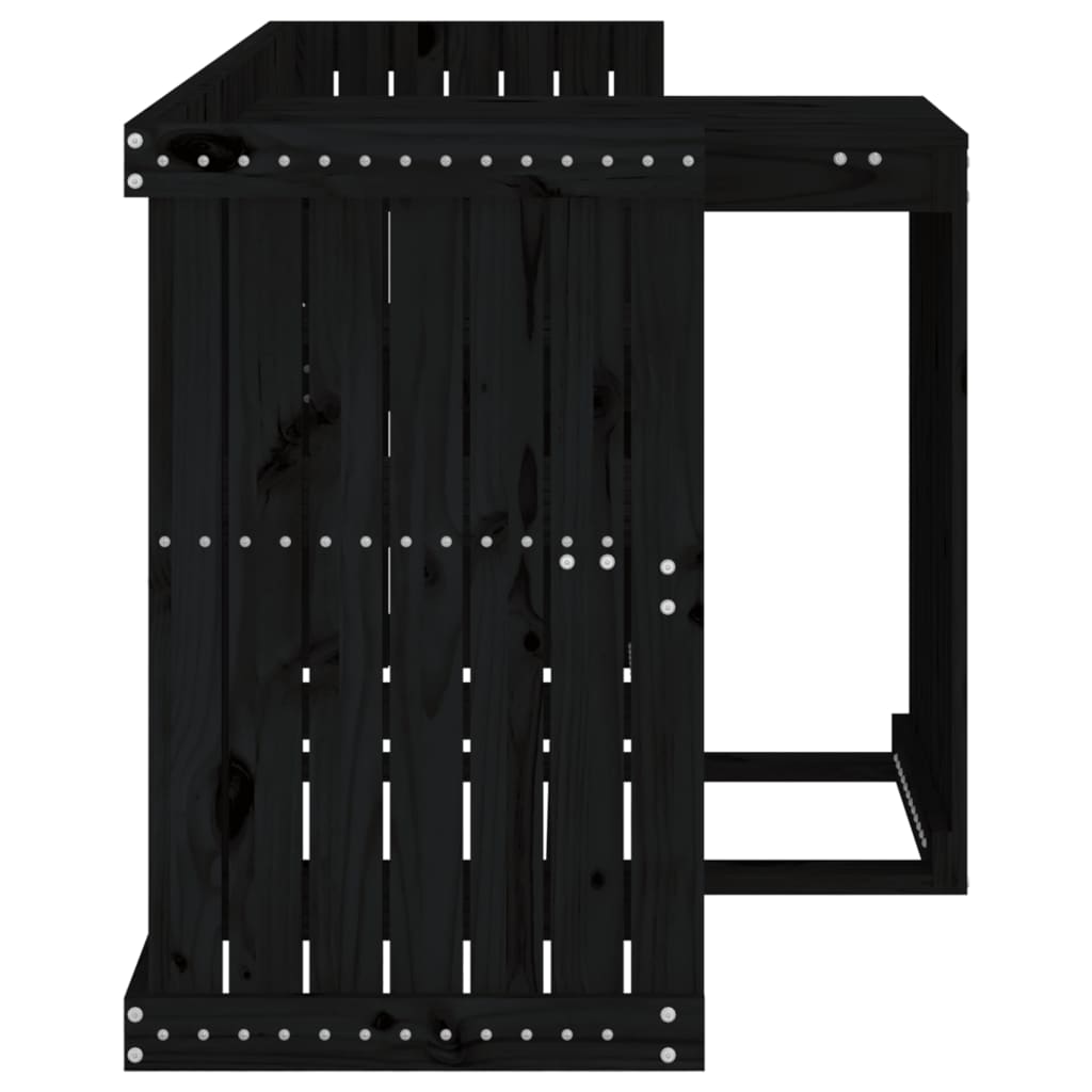 Σετ Μπαλκονιού Διθέσιο Μαύρο από Μασίφ Ξύλο Πεύκου - Pakobazaar