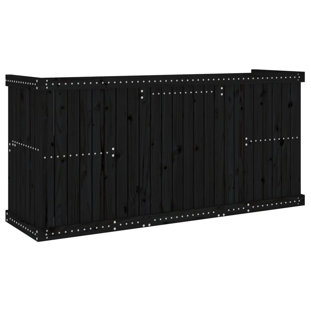 Σετ Μπαλκονιού Διθέσιο Μαύρο από Μασίφ Ξύλο Πεύκου - Pakobazaar