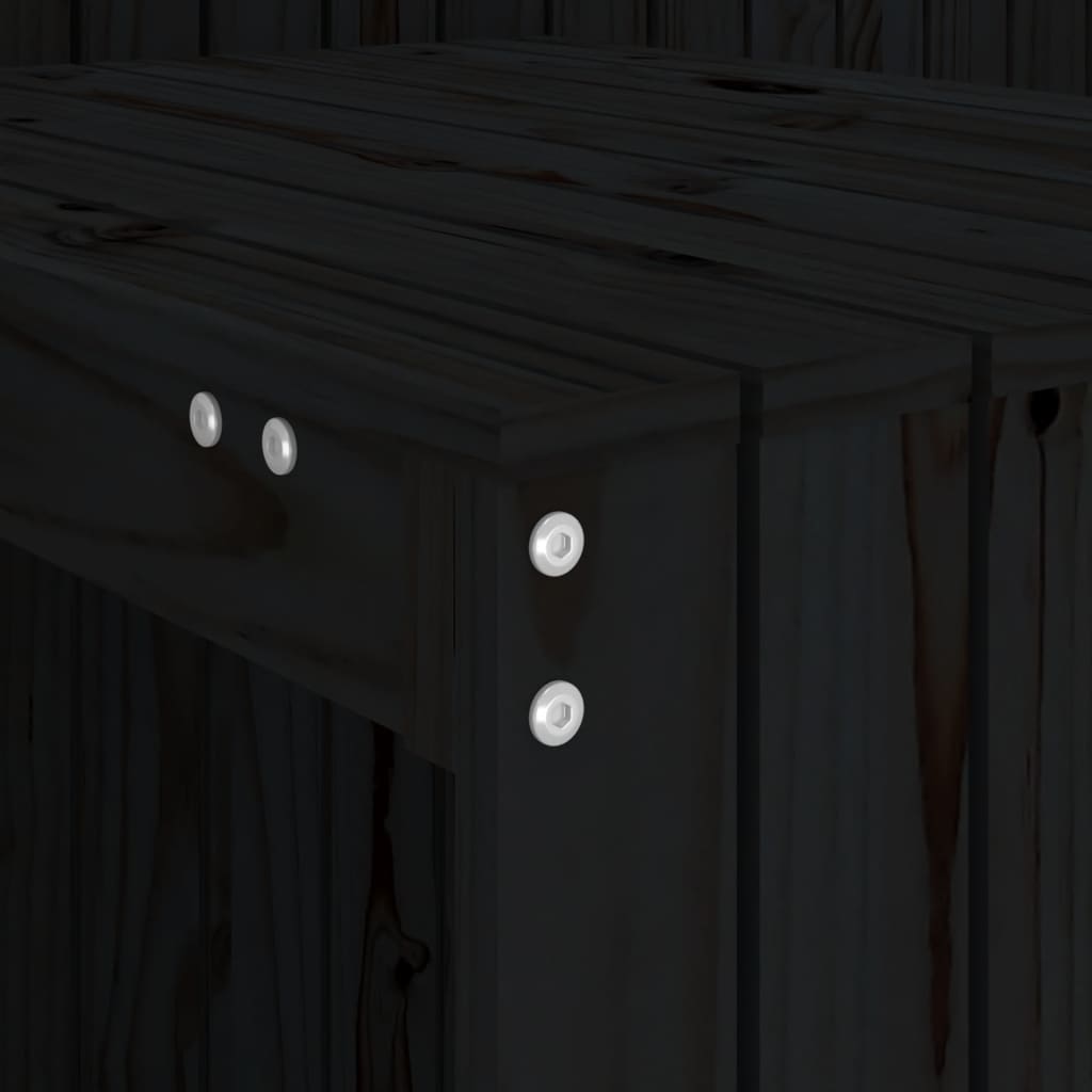 Σετ Μπαλκονιού Διθέσιο Μαύρο από Μασίφ Ξύλο Πεύκου - Pakobazaar