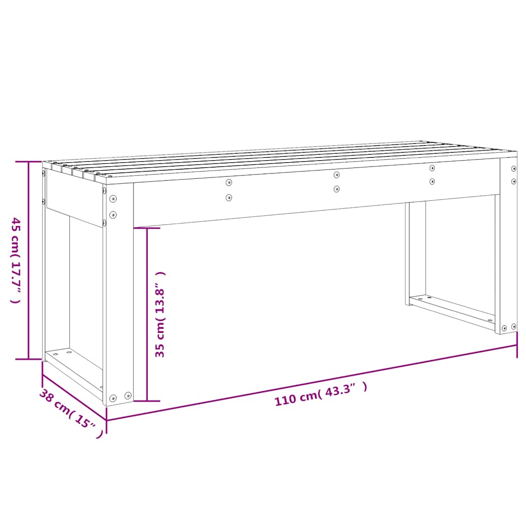 Παγκάκι Κήπου 110 x 38 x 45 εκ. από Μασίφ Ξύλο Πεύκου - Pakobazaar