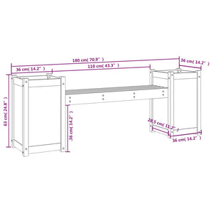 Ζαρντινιέρα Παγκάκι 180 x 36 x 63 εκ. από Μασίφ Ξύλο Douglas