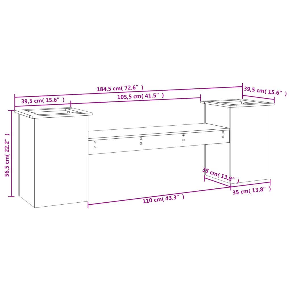 Ζαρντινιέρα Παγκάκι 184,5x39,5x56,5 εκ. από Μασίφ Ξύλο Πεύκου