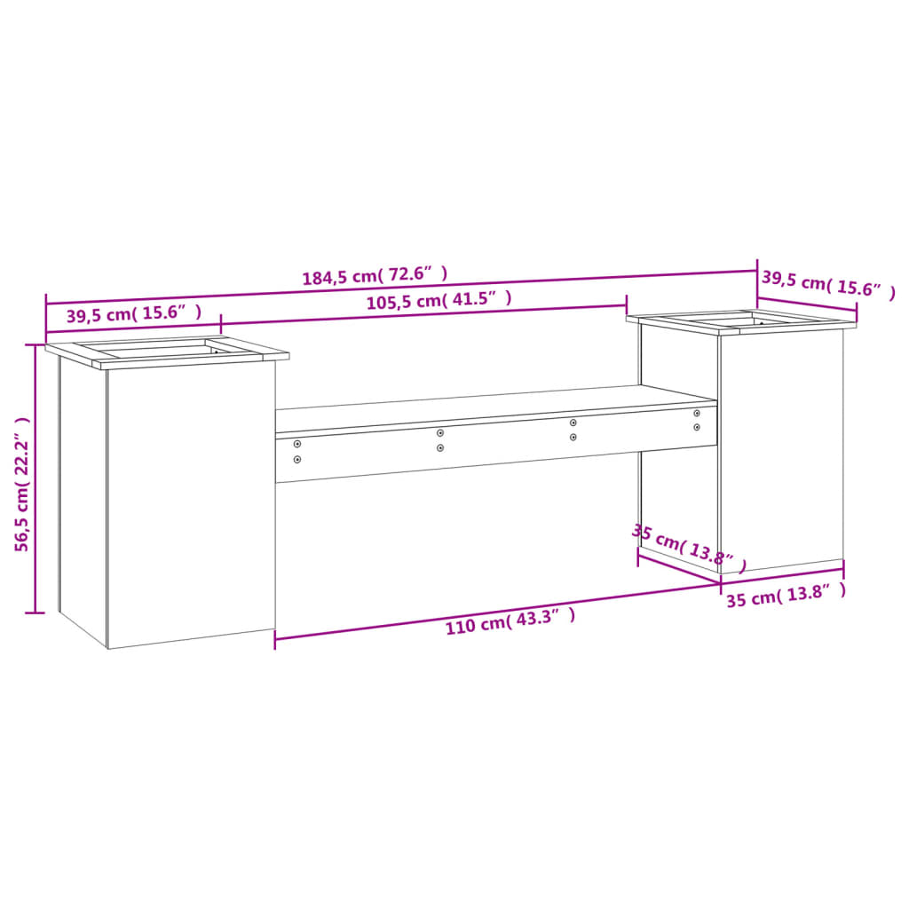 Ζαρντινιέρα Παγκάκι 184,5x39,5x56,5 εκ. από Μασίφ Ξύλο Douglas
