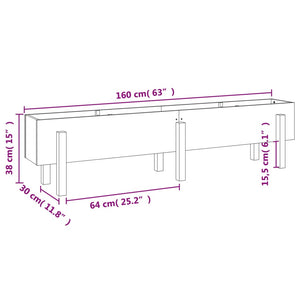 Ζαρντινιέρα Υπερυψωμένη 160 x 30 x 38 εκ. από Μασίφ Ξύλο Πεύκου