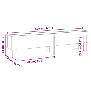 Ζαρντινιέρα Υπερυψωμένη 160 x 30 x 38 εκ. από Μασίφ Ξύλο Πεύκου
