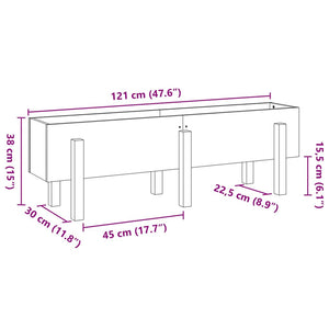 Ζαρντινιέρα Υπερυψωμένη 121 x 30 x 38 εκ. από Μασίφ Ξύλο Πεύκου
