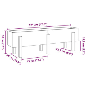 Ζαρντινιέρα Υπερυψωμένη 121 x 30 x 38 εκ. από Μασίφ Ξύλο Πεύκου